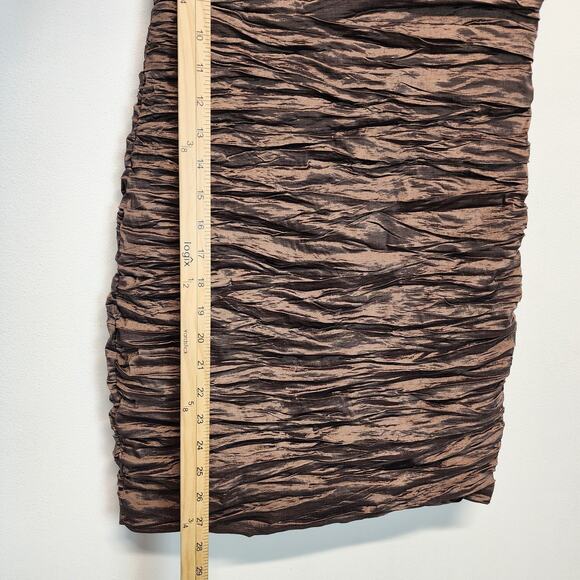 Vintage Ruched Crinkled Bodycon Cocktail Mini Dress Size M Dark Brown Ariella - Picture 12 of 15